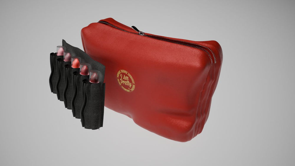 I Am Pretty Leather Makeup Bag Red