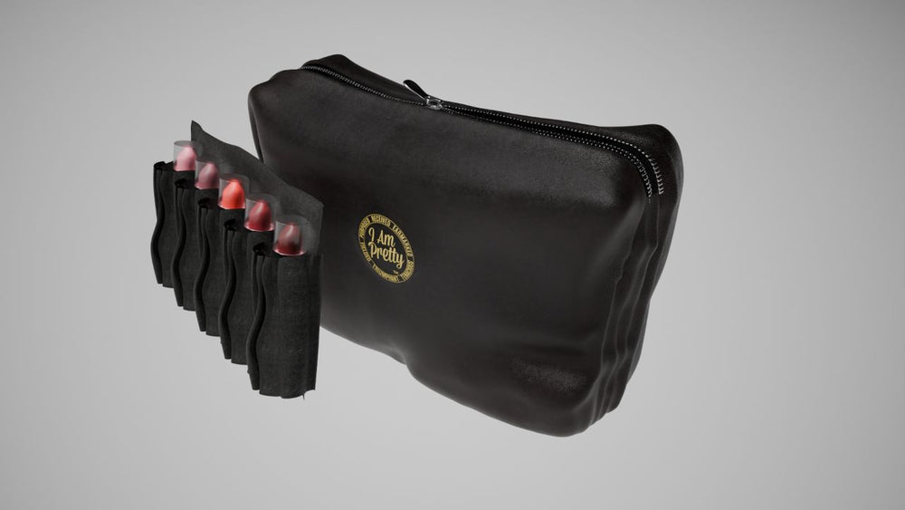 I Am Pretty Leather Makeup Bag Black